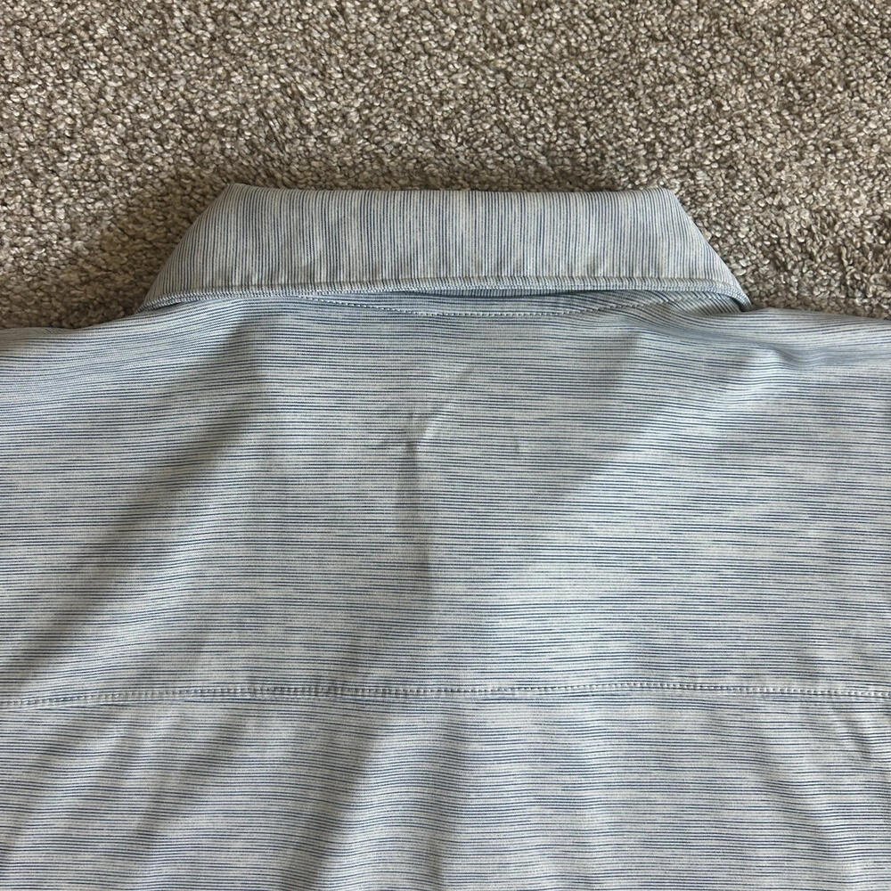 Oakley Men’s Large Polo Golf Shirt Light Stripes Blue - Picture 9 of 9